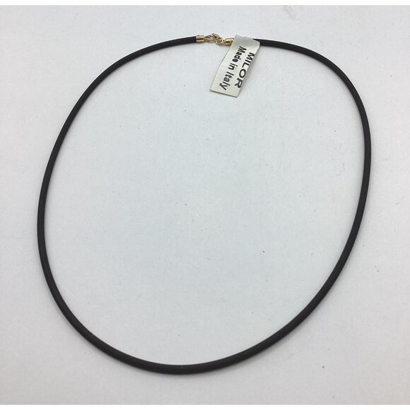 Milor 14k Gold Findings PLUS Genuine Leather w 925 ends Necklace Estate Find - Picture 4 of 10